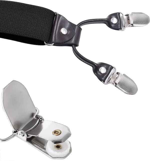 Justerbare Y-formede seler i polyester til mænd med quick-release spænder og robuste clips (sort)