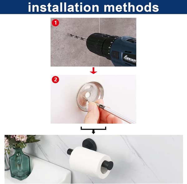 Rustfri Vægmonteret SUS304 Rustfrit Stål Toiletpapirholder (Mat Sort)