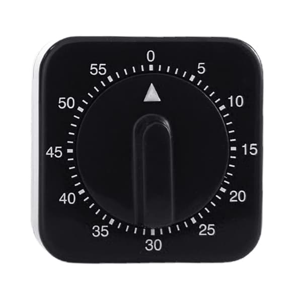 Bærbar 60-minutters mekanisk timer, høj alarmtæller, manuel timer, 2,4 tommer sort.