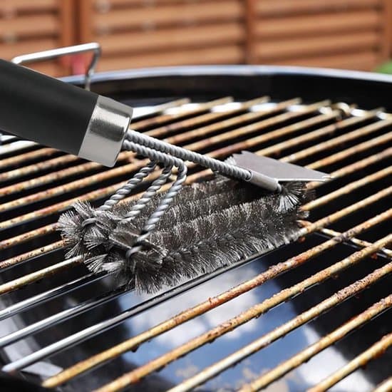 3-i-1 Grillbørste i rustfrit stål - Med skraber