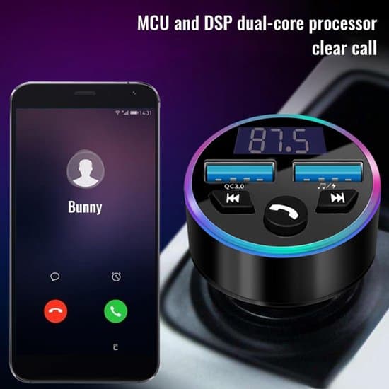 FM-sender bil Bluetooth, bil Bluetooth-adapter, QC3.0 hurtigoplader, dobbelt USB-understøttelse, håndfri installation/USB-flashdrev