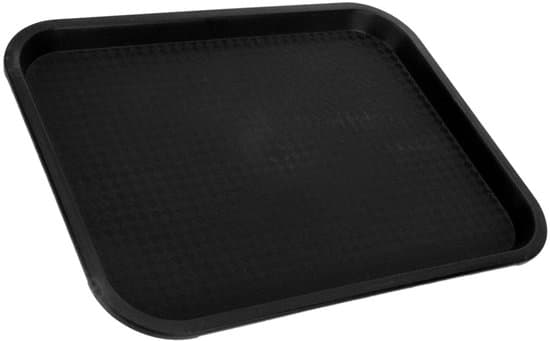 Snabbmatsbricka - rektangulär tallrik - matservering - halkfri botten - 35 x 27 cm - svart