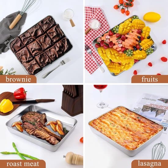 Sølv 2100 ml rektangulær bage- og lasagneform i rustfrit stål