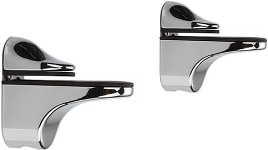 2-pack - Justerbara hyllkonsoler för trä/glas väggmontering – Polerad krom