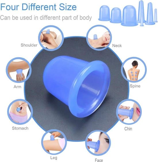 Cupping Terapi Sæt til Krops- og Ansigtsmassage - 7 Silikonekopper til Anti-Cellulite Behandling derhjemme