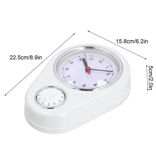 9-tums kökstimer väggklocka, multifunktionell timer - vit