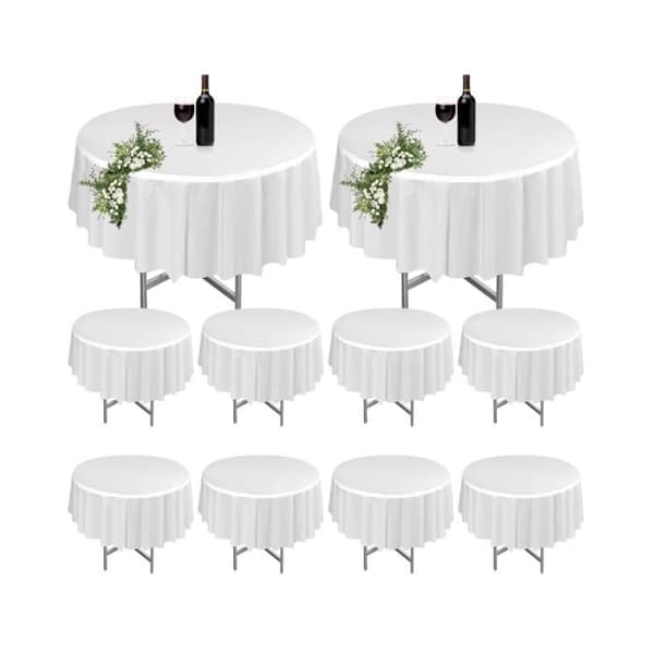 10-pak runde polyesterduge (213 cm diameter, hvid)