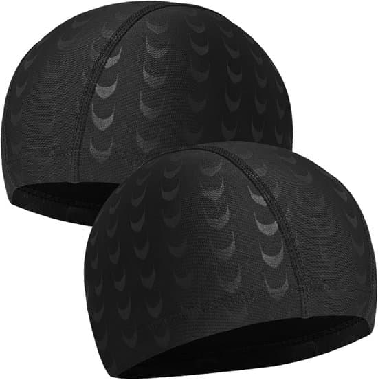 Sæt med 2 badehætter - Øre- og hårbeskyttelse - Trykt design - Dobbeltlags elasticitet - Materiale: polyester - Vandhætte - 22*16cm
