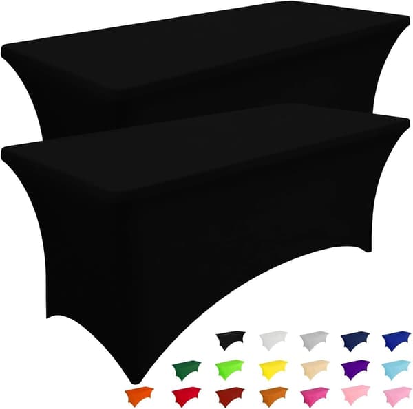 2-pack spandex duk 6ft, elastisk, stretchiga dukar för rektangulära bord, tvättbar utomhusbordsduk, bröllop, banketter, 2-pack