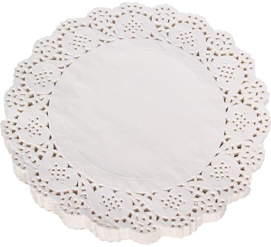 140 tårtbottnar, 11 cm diameter, engångs spetspappersdukset, vit
