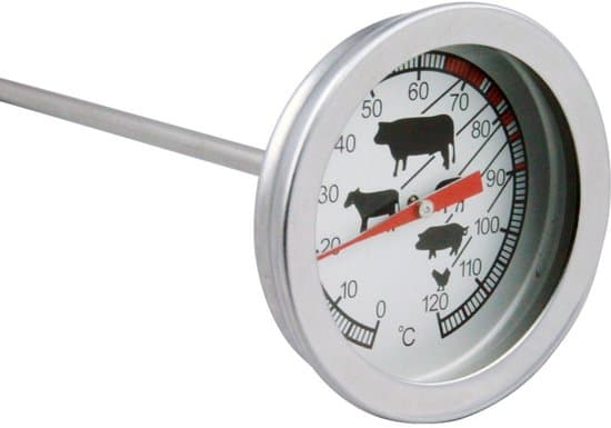 Köttermometer - kökstermometer - termometer - grilltermometer - kökstermometer med sond - rostfritt stål - silver