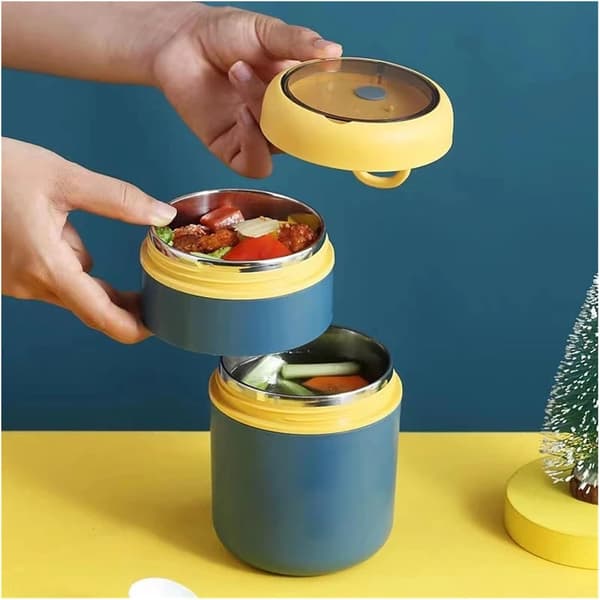 Isolerad matbehållare, soppkopp, matlåda i rostfritt stål (blå, 710 ml)