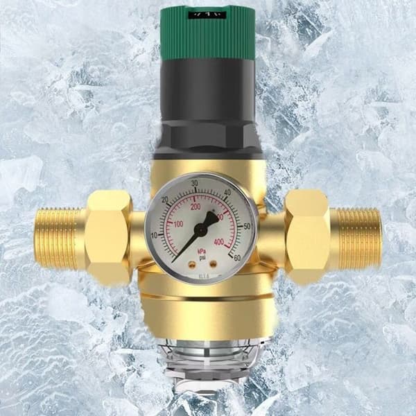 Vandtryksreducerende ventil, DN20 3/4 tommer messing trykregulator, justerbar trykregulator med trykmåler.