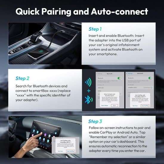 Ny trådlös Bluetooth-adapter, CarPlay-omvandlare för iOS/Android
