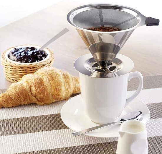 Permanent filter - Genanvendelig - Kaffedrypfilter - Dobbeltvæg - Rustfrit stål - 10 cm diameter - Kaffefilterpapir
