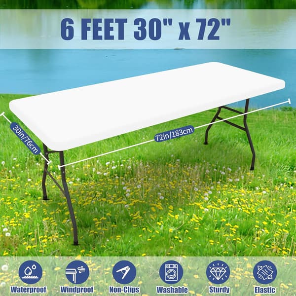 6-fots stretchduk, elastisk rektangulär duk, 2-pack, för picknick, utomhusaktiviteter och fester, maskintvättbar, stretch...