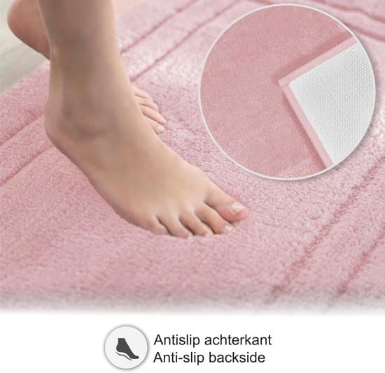 Badeværelsesmåtte - Brusemåtte - Komfortabel badeværelsesmåtte - Super absorberende - 40x60 cm - Pink
