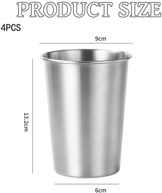 4-pak 500 ml isolerede campingkrus i rustfrit stål, stabelbare metalkaffekopper
