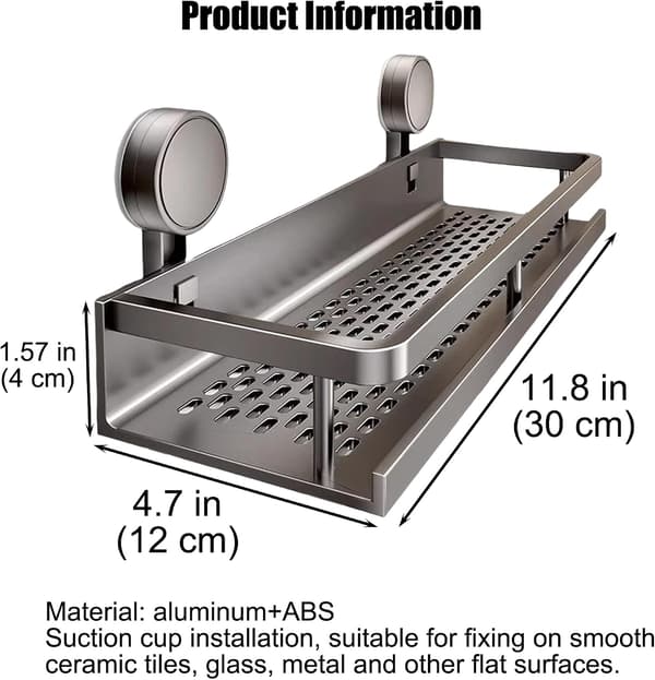 Borefri sugekop brusekurv, badeværelseshylde, Model A, 30cm