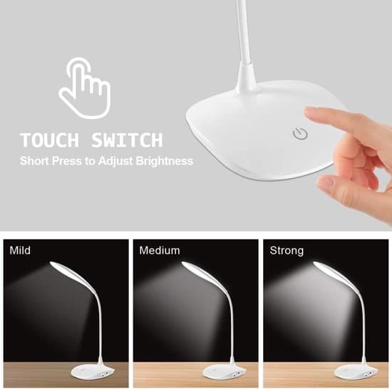 LED-skrivbordslampa, dimbar, USB-driven, ögonskydd