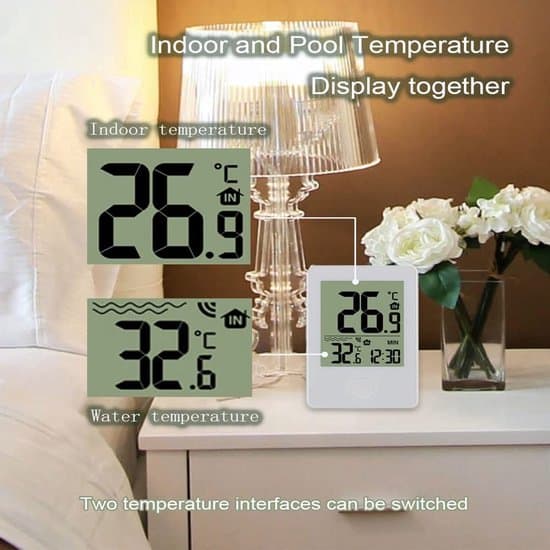 Pooltermometer - Trådløst flydende pooltermometer - Vandtermometer med LCD-display - Hvid