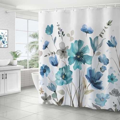 Duschdraperi med blommönster - Blomduschdraperi