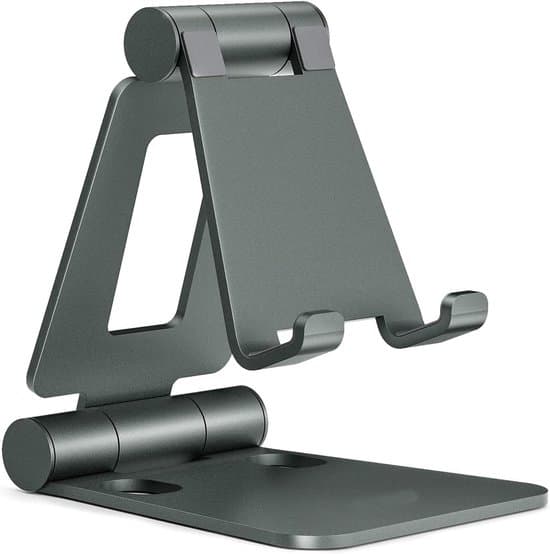 Sammenfoldelig telefon-/tabletstander - aluminiumslegering - sølv
