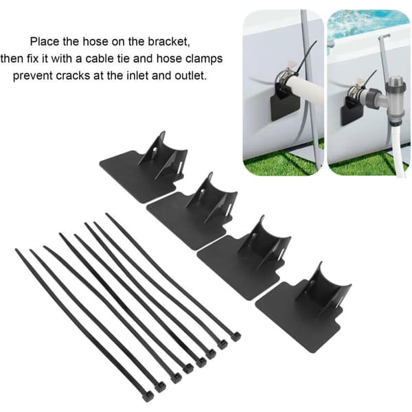 Poolslangeholder. Justerbart design. Robust ABS-materiale. Nem installation. Slangeholderramme. Sort.