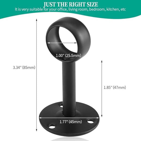 Topkroge til gardinstænger op til 2,9 cm i diameter, 2-pak, sort.