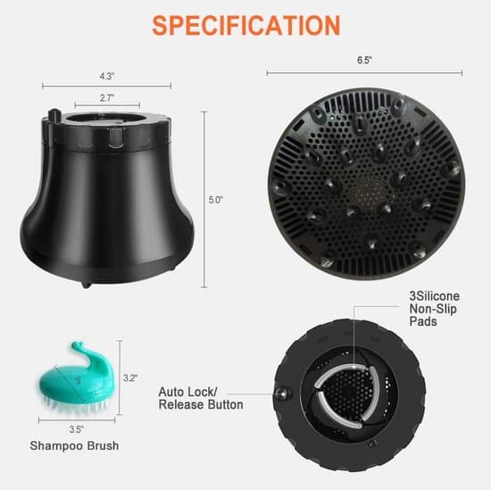 Universal justerbar hårdiffuser til krøllet hår, 3,55-6,6 cm, sort