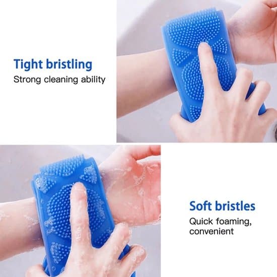 59 cm Dobbeltsidet Silikone Rygmassagebørste/Strop - Blå