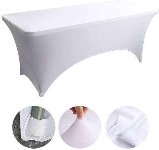 Stretchduk - Elastisk duk - Festdekoration - Rivtålig - 183 x 75 x 75 cm - Vit