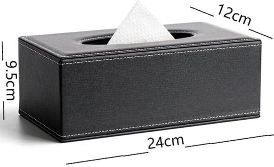 Servietboks, kunstlæder servietboks, sort servietboks, mode, 24*12*9cm, læder servietboksholder, rektangulær servietboksholder, sort