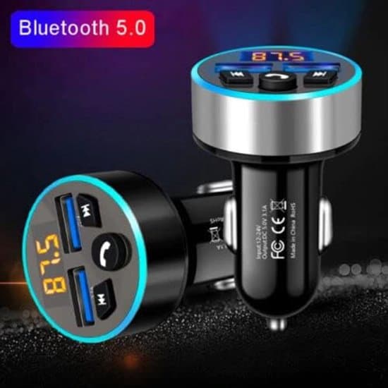 FM-sender bil Bluetooth, bil Bluetooth-adapter, QC3.0 hurtigoplader, dobbelt USB-understøttelse, håndfri installation/USB-flashdrev