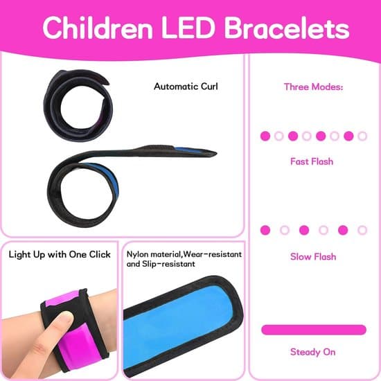 Färgglada LED-armband för barn - 6-pack
