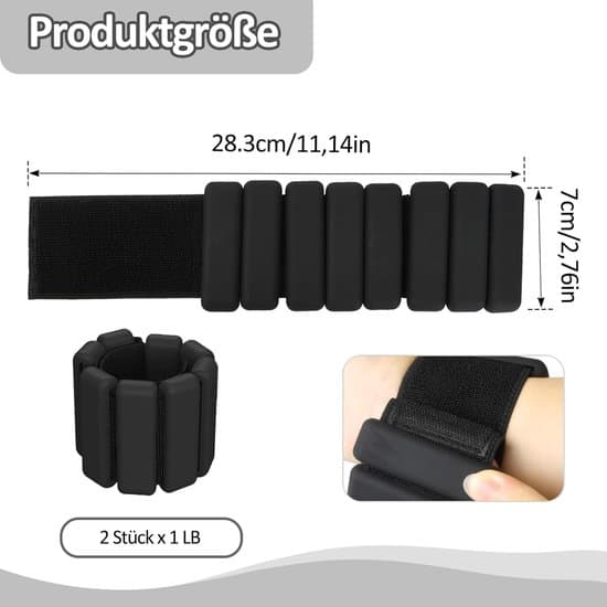 1-par 225g justerbart silikone håndleds- og ankelvægtsæt - sort