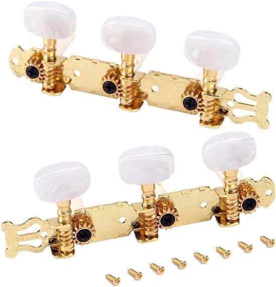 Gitarrstämmare - Stämskruvar för Klassisk Gitarr - 2-pack - Pärlemorvit - Stämskruvar - Lämplig för Klassiska Gitarrer