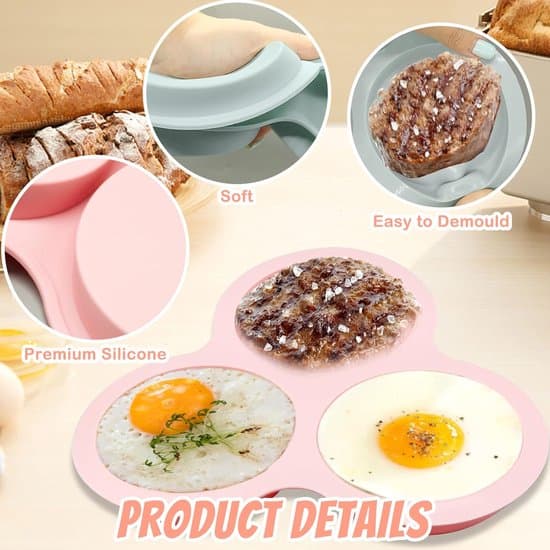 Airfryer æggeforme - 2-pak 10 cm non-stick bageforme - Pink/Grå