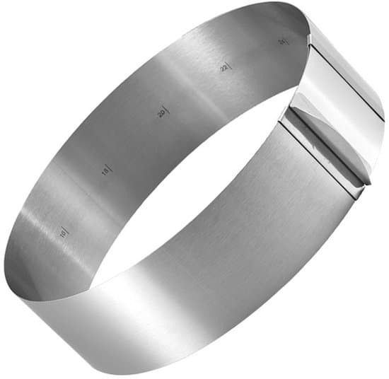 Justerbar 16-30 cm rund bageform i rustfrit stål til mousse og kager, 8 cm højde