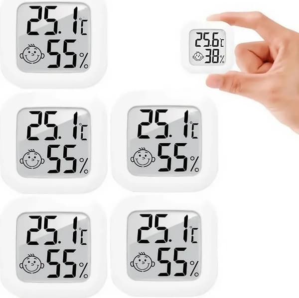 5-delt digitalt indendørs termometer og hygrometer med LCD-display