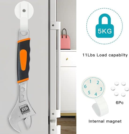 Set med 2 starka magnetkrokar med kranshänge för metallytor