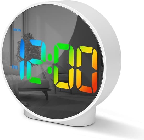 Digital väckarklocka med böjd LED-display och dubbla larm