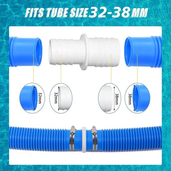Reduktion - 4 stk., 38mm til 32mm, med 4 rustfri stålklemmer
