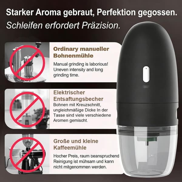 Genopladelig USB-C Bærbar Elektrisk Konisk Kaffekværn (Sort)