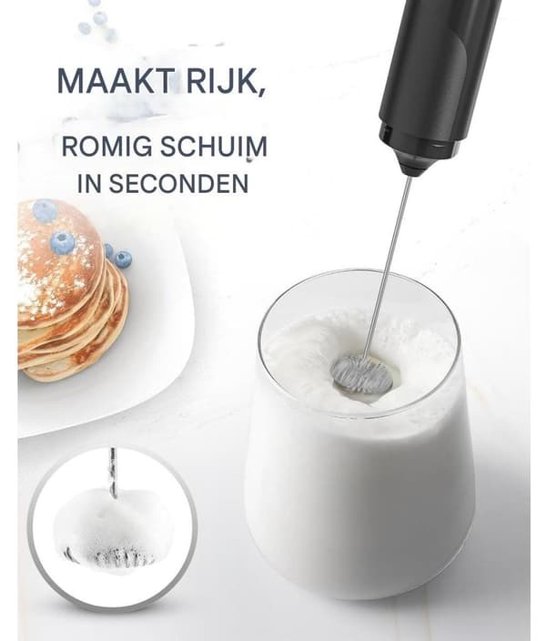 Mini elektrisk blender – perfekt til kaffe, latte, cappuccino, varm chokolade – sort