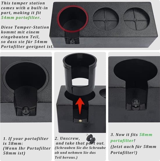 54mm-58mm Halkfri Espressotamperställ, solid svart baristatillbehör