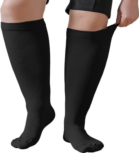 Par 3XL Unisex Polstrede Kompressionsstrømper - Sort