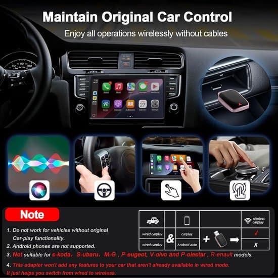 Langaton CarPlay-sovitin, plug and play USB-dongle, iOS 12+
