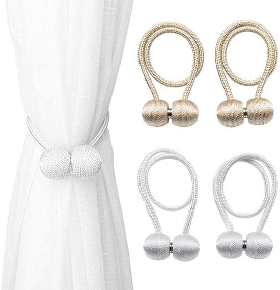 4-pack beiga multifunktionella magnetiska gardinomtag, hörlursstil