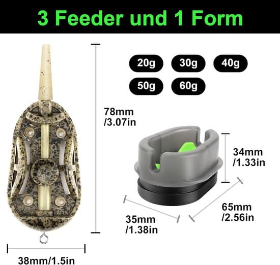 Fodertilbehør, 5-i-1 Foderautomat, Karpeagn, Inline Blyfoderfiskeri med 20 g, 30 g, 40 g, 50 g, 60 g Vægt, Foderautomat til Bundfiskeri, Pellets